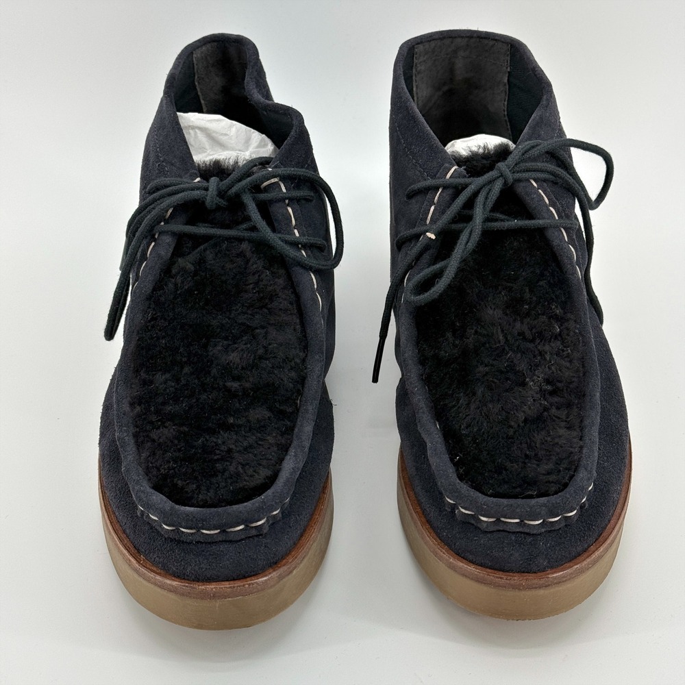 The Great. The Trooper Shoe Suede Shearling Chukka Women's Size 10 Midnight Blue - Picture 2 of 15